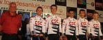 Frank and Andy Schleck with their father Johny at the start of the Tour de San Luis 2008
